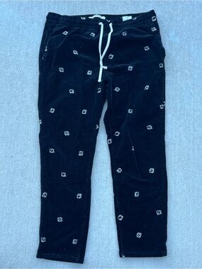 PacSun Black Corduroy All-Over Dice Embroidered Slim Pants – Men's Size Large